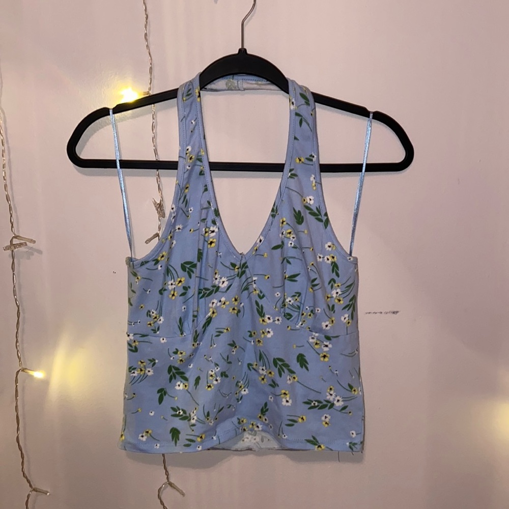 Blue Top flower printed